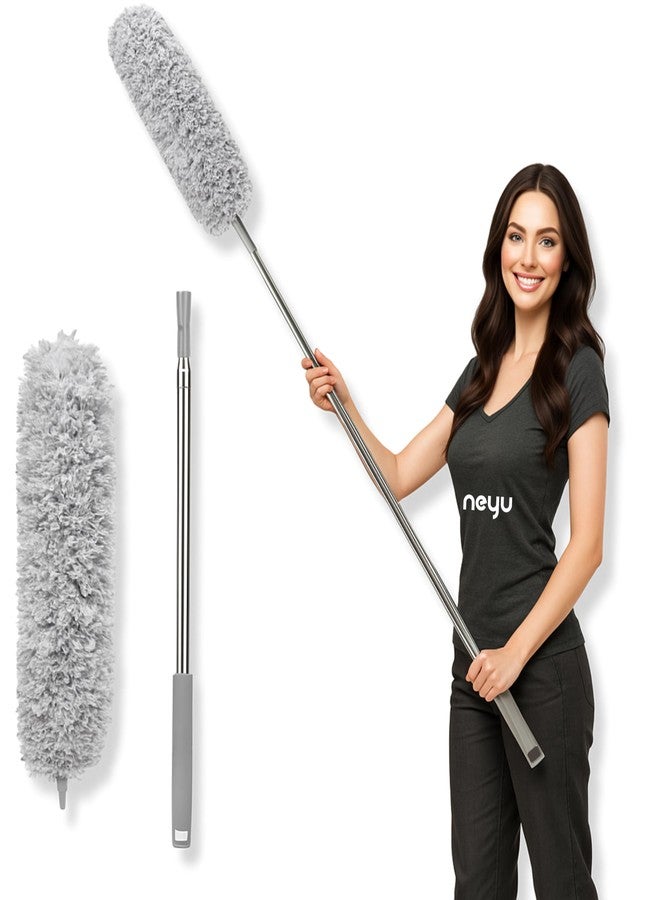NEYU Fan Cleaner Brush Long Handle for Ceiling & Wall | Microfiber Duster Stick for Dust Cleaning | Extendable Feather Broom Mop | Spider Web Net Jaale Remover Jhul Jharu for Home Roof Dusting - Image 1